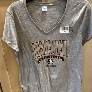 Hanes Gray Florida State Seminoles V-Neck Tee with Garnet & Gold Logo